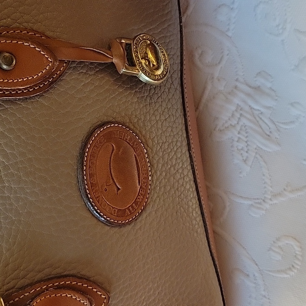 Vintage Dooney & Bourke all weather leather satchel purse 1990 with duck logo. - Picture 2 of 12